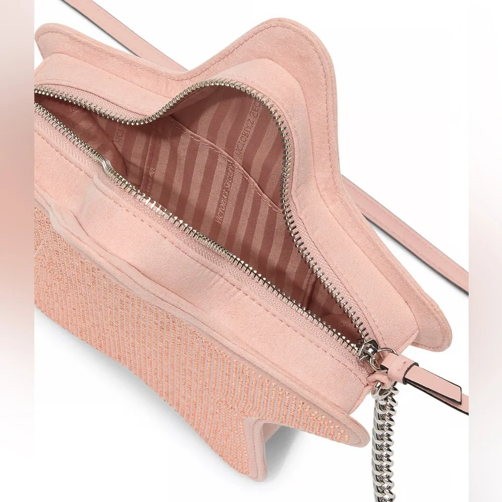 NWT(packaged)VS Crossbody Pink Star Embellished bag Victoria’s Secret 9” - Picture 4 of 5
